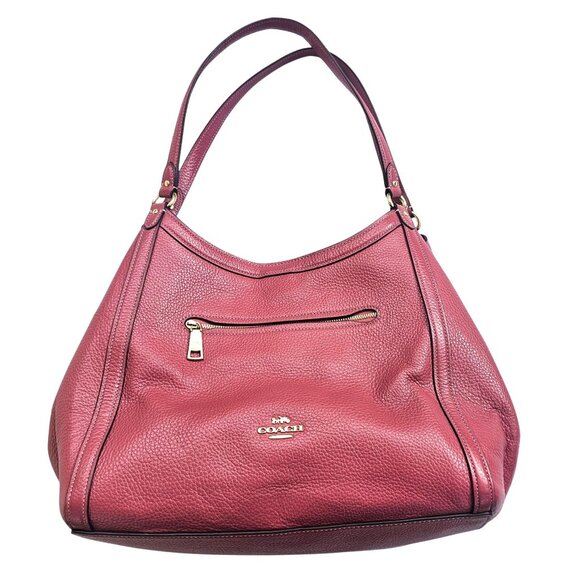 Coach Kristy Shoulder Bag Strawberry Pink Leather C6231 Double Handle Hobo Tote - Picture 1 of 16
